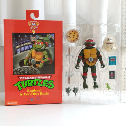 Four New NECA Anime Action Figures – Leonardo Teenage Mutant Ninja Turtles Pizza Club Model Figurines for Toys & Shelf Display