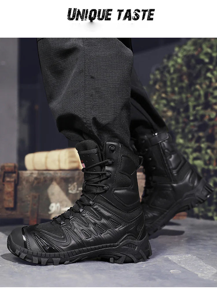 Special Forces Desert Combat Boots - Men's Tall Wear-Resistant Tactical, Waterproof Training & Outdoor Mountaineering Sports Boots