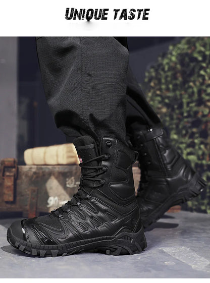 Special Forces Desert Combat Boots - Men's Tall Wear-Resistant Tactical, Waterproof Training & Outdoor Mountaineering Sports Boots
