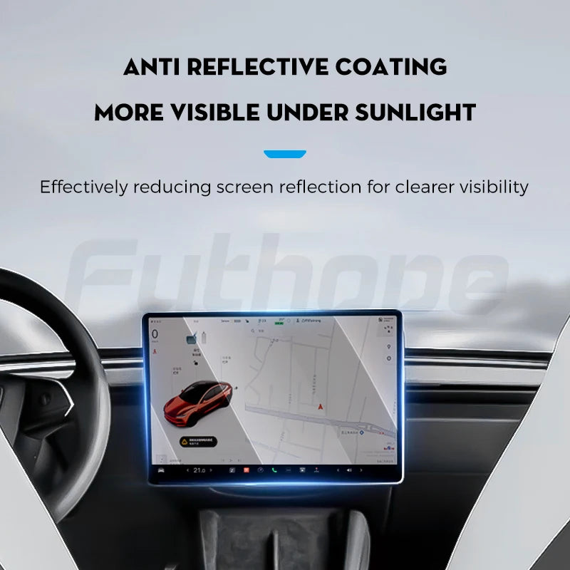 Futhope Tempered Glass Screen Protector – HD Center Control Film for Tesla Model 3/Y Highland (2021-2025) Protection