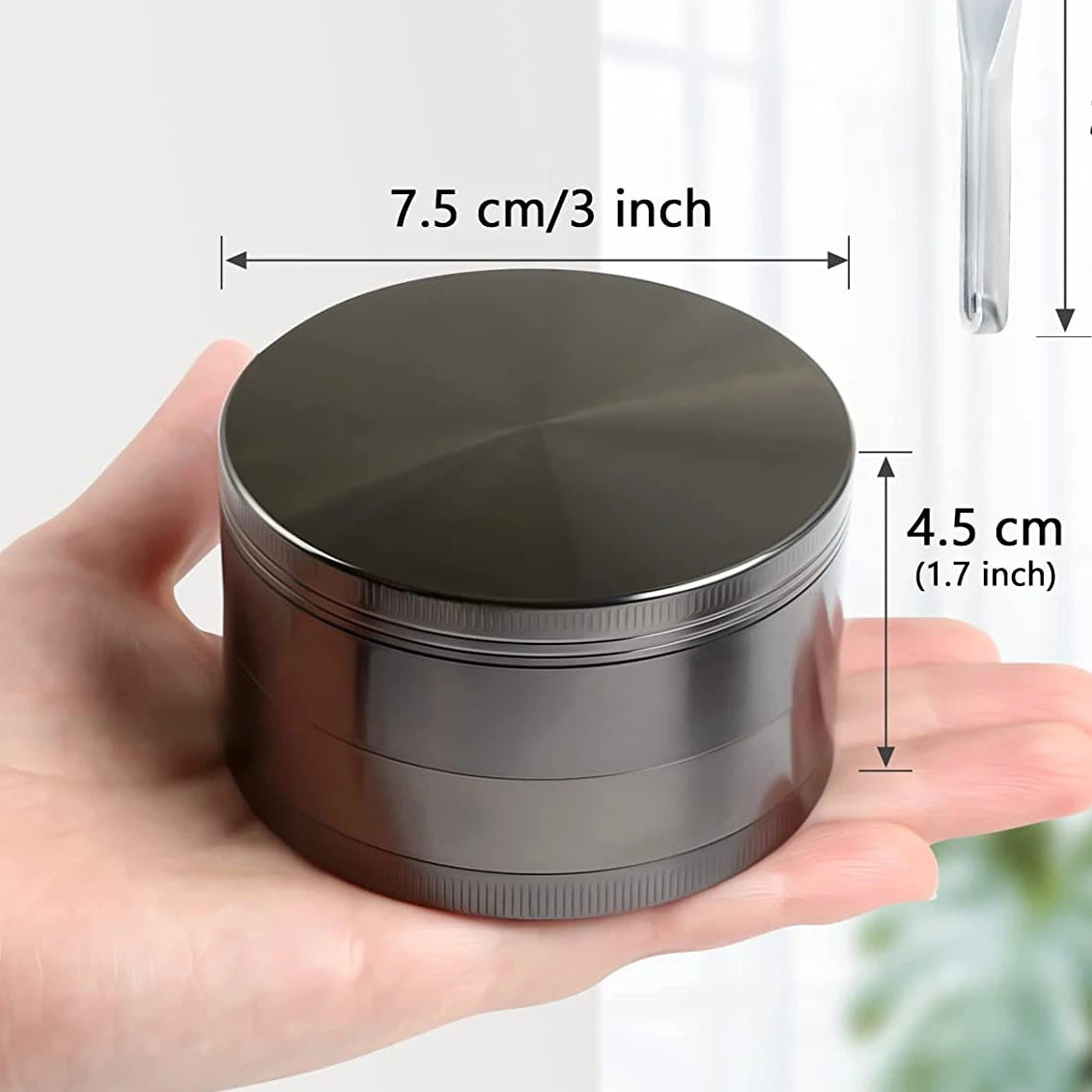 75mm (3") 4-Layer Zinc Alloy Herb Grinder — 4-Piece Large Spice & Smoking Crusher