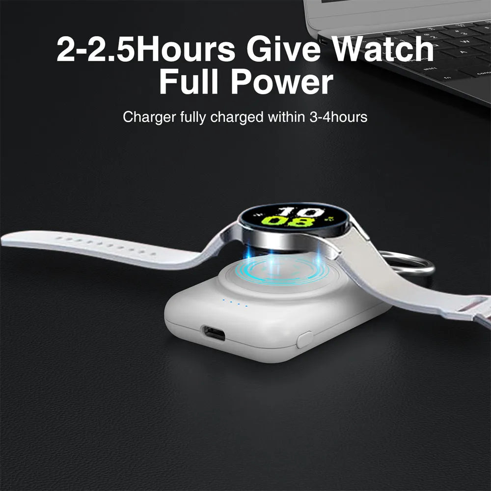 1800mAh Wireless Portable Charger - Keychain Power Bank for Samsung Galaxy Watch 3/4/5/6, Watch 5 Pro & Galaxy Watch Active 1/2