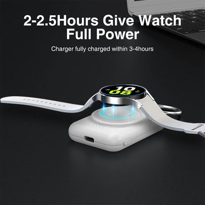 1800mAh Wireless Portable Charger - Keychain Power Bank for Samsung Galaxy Watch 3/4/5/6, Watch 5 Pro & Galaxy Watch Active 1/2