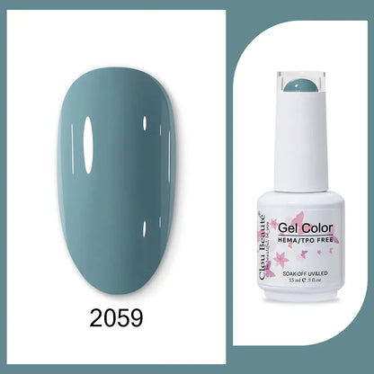 Clou Beaute 15ml Gel Nail Polish Set – Red Black White Green Neon UV Soak-Off Semi-Permanent Nail Varnish Base & Velvet Top Coat