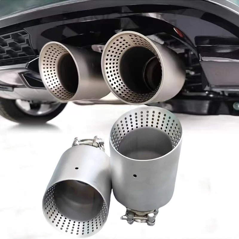 Genuine Matte 304 Stainless Steel Car Muffler Tip — Universal Exhaust Pipe Accessory