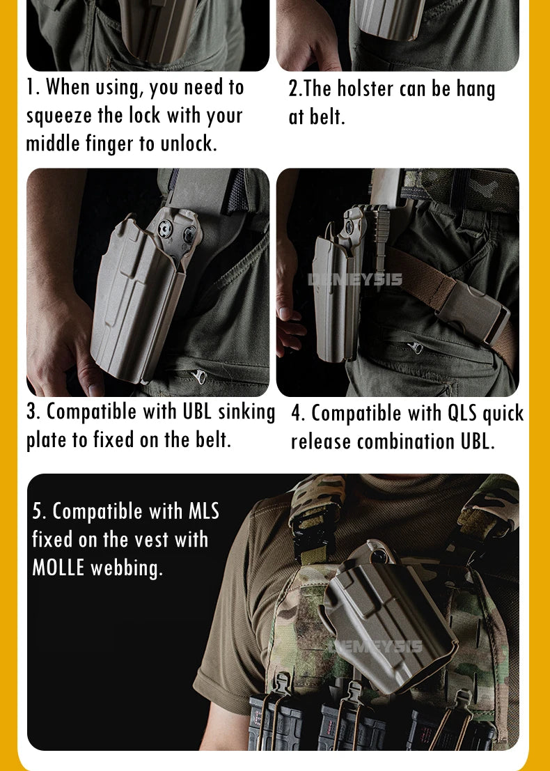 Adjustable Gun Holster — Right/Left Hand Waist Carry Case for Tactical Pistols