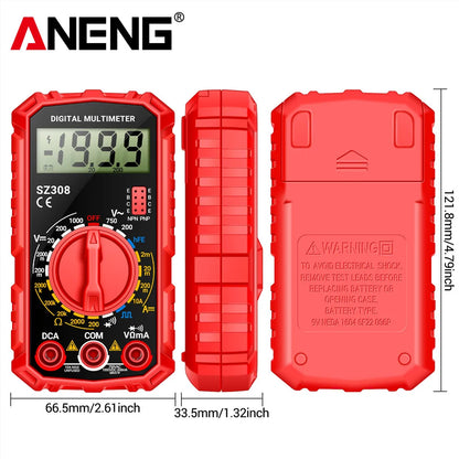 ANENG SZ308 Digital Multimeter – 1999 Count, High-Precision AC/DC Voltage, Current & Resistance Test Tool