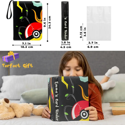 Pokemon Trading Card Binder – Custom Collection Holder with 50 Sleeves, 400 Pockets for Cards