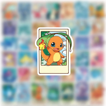 50PCS Cute Pokémon Tarot Card Stickers - Funny Cartoon DIY Decals for Phones, Skateboards, Bikes, Notebooks, Cars, and More