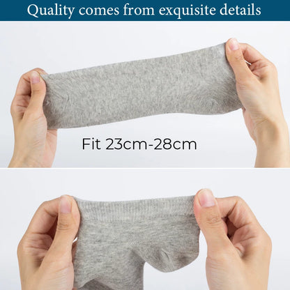 HSS Men’s 100% Cotton No Show Socks – Summer Thin Breathable Boat Socks, Black Short Socks Size 39-44 for Students