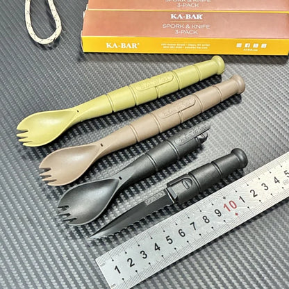 Tactical Mini Cutlery Set - EDC Folding Fork Spoon Knife Combo for Camping, Hiking & Outdoor Adventures