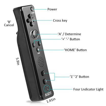 2-in-1 Wireless Controller for Nintendo Wii – Motion Plus Remote with Silicone Case