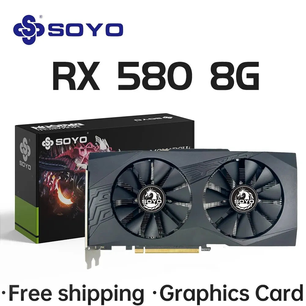 SOYO Radeon RX580 8GB GDDR5 Graphics Card – PCIe 3.0x16 GPU for Desktop Gaming, PC Components