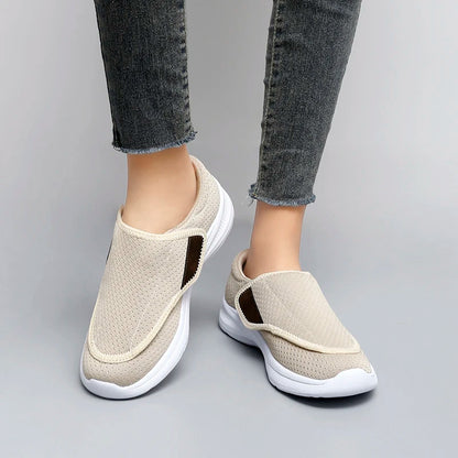 Orthopedic Wide Fit Women’s Sneakers – Soft Comfortable Diabetic Walking Shoes for Swollen Feet & Thumb Correction Support