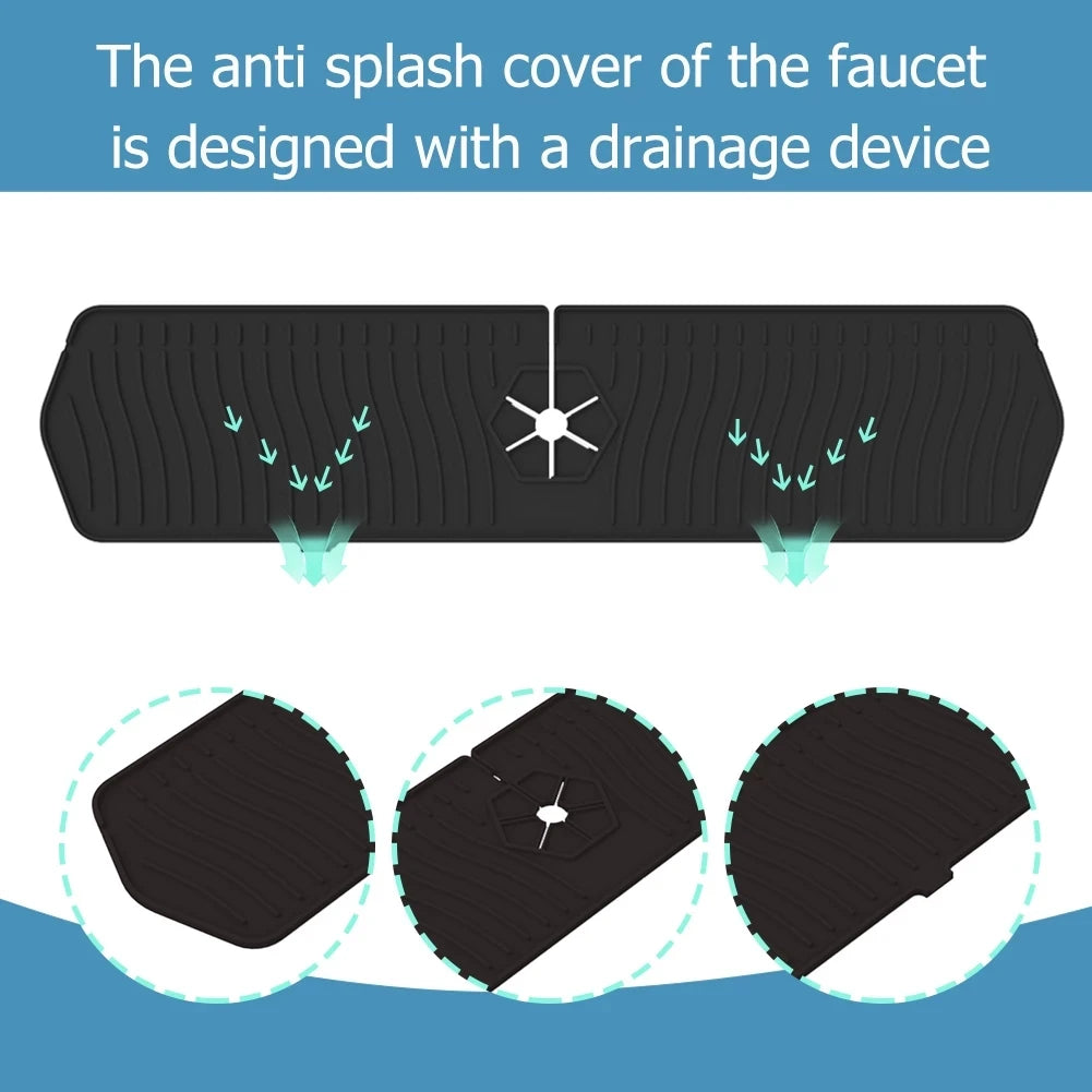 30/24 Inch Silicone Faucet Mat – Large Sink Splash Guard & Countertop Protector for Kitchen & Bathroom