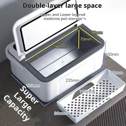 Insulin Drug Refrigerator — LED Large Screen, Double-Layer, Portable Car Cooler with Constant Temperature