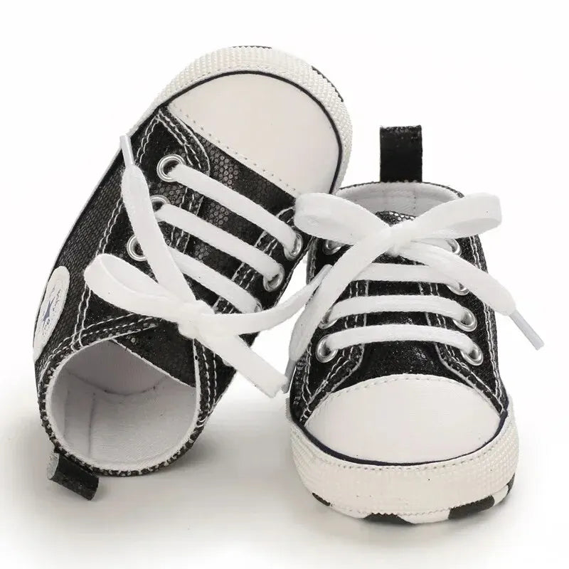 Meckior Baby Flash Canvas Sneakers – Infant First Walkers Soft Sole Anti-Slip Shoes for Boys & Girls