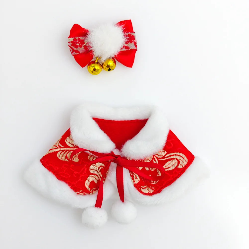 17cm Mini Plush Doll Clothes — Outfit Accessories for Labubu V1 & V2, Christmas Cookie Man Sweater Hat, New Year Gift