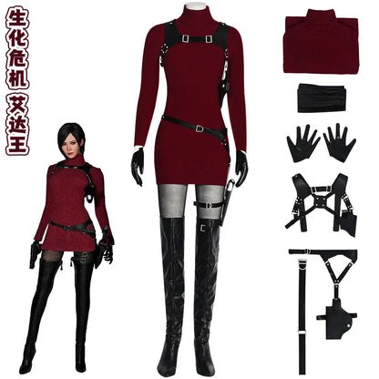 Resident Evil 4 Ada Wong Cosplay Costume - Horror Game Movie Outfit for Halloween, Comic Con & Stage Events