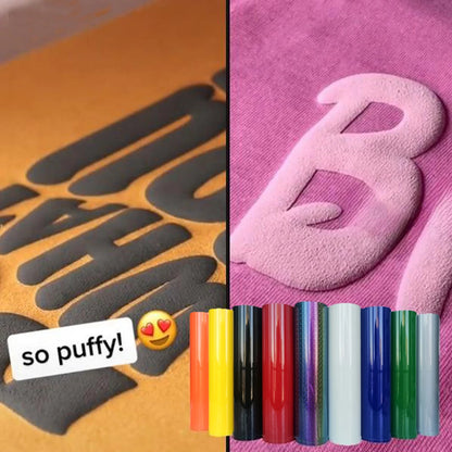 1 Sheet 3D Puff Heat Transfer Vinyl Film - Iron-On HTV for DIY T-Shirts, Clothes, Pillows, and Textile Fabric, Available in 18 Colors