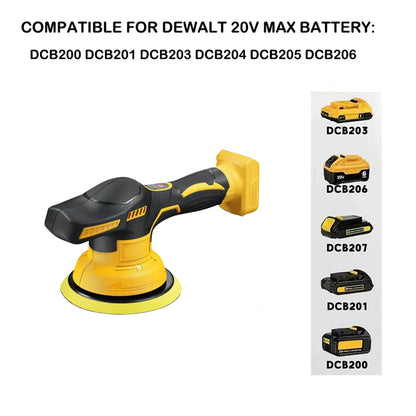 Cordless Car Polisher – 8 Gear Adjustable Electric Waxing, Sanding & Sealing Glaze Tool, Fits Makita/Dewalt/Milwaukee 20V Battery