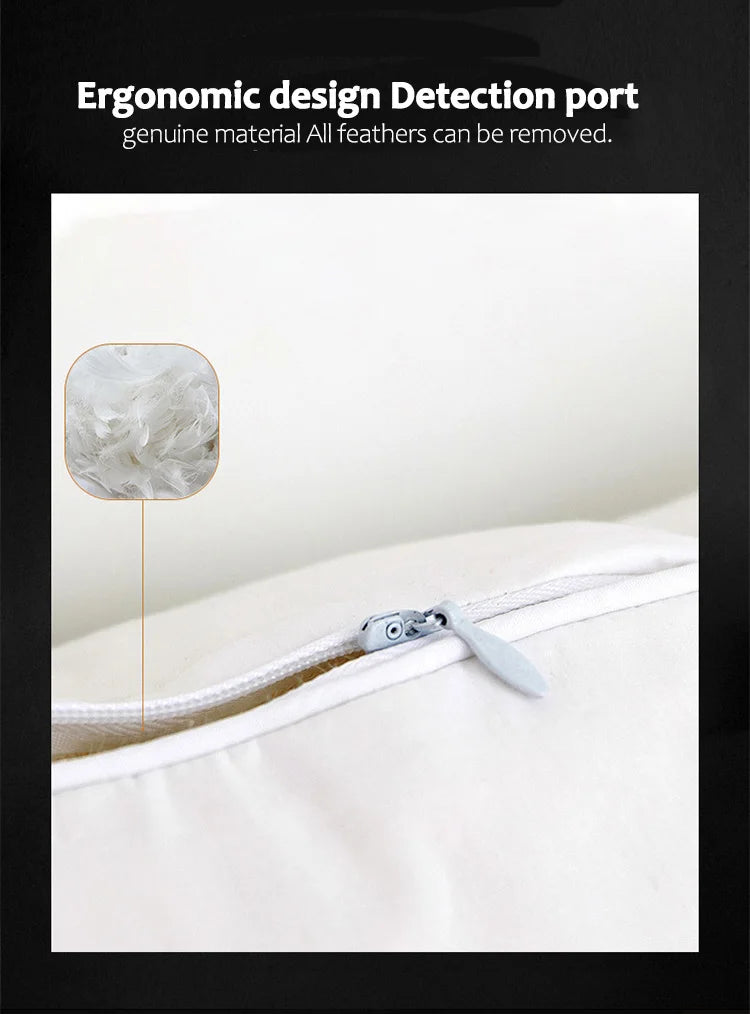 100% White Goose Feather Pillow – Five-Star Hotel Quality, Orthopedic & Memory Support, Single Size for Healthy Sleep