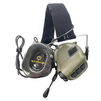 EARMOR M32 MOD4 Shooting Earmuffs – Tactical Noise Reduction Headset with Helmet ARC Rail & Kenwood PTT Adapter