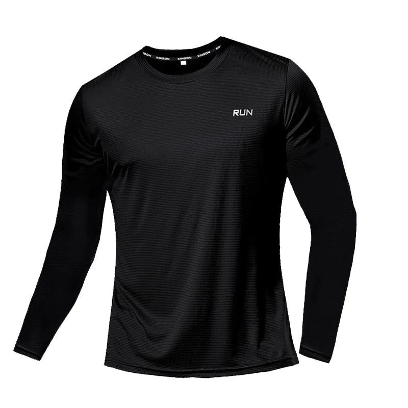 Men's Summer Ice Silk Long Sleeve T-Shirt – Quick Dry, Breathable Sun Protection for Outdoor Running