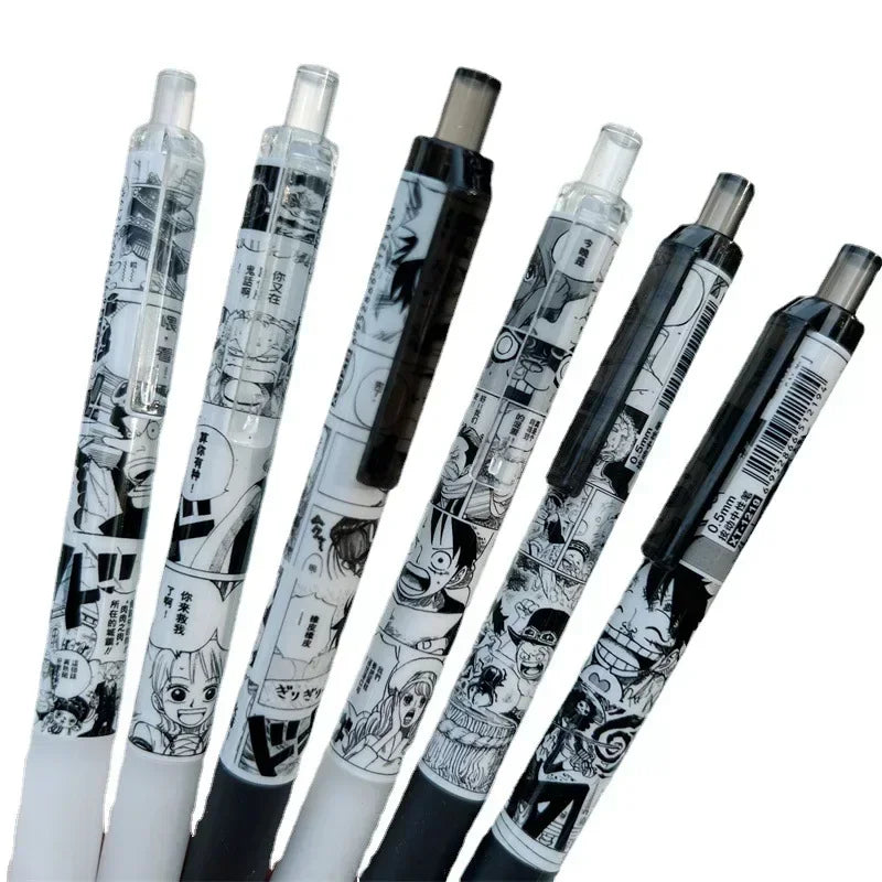 6Pcs ONE PIECE Anime Gel Pens – Luffy, Zoro, Sanji, Nami, Usopp, Robi 0.5mm Stationery for School & Gifts