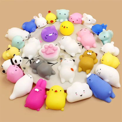 50–5PCS Kawaii Mochi Animal Squishy Toys – Anti-Stress Squeeze Balls for Kids Party Favors & Birthday Gifts