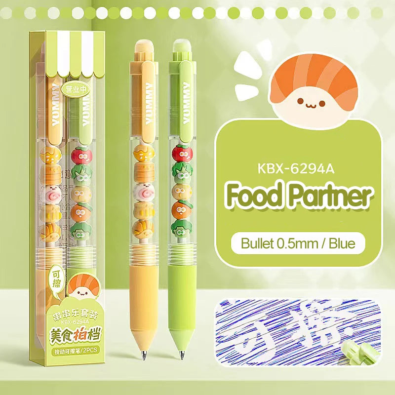 Press-to-Wipe Cartoon Neutral Ballpoint Pen with Thermal Eraser for Students – Crystal Blue, Easy to Wipe, Third Grade