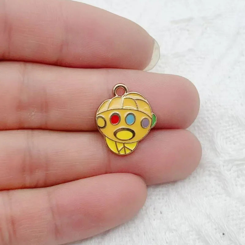10-Piece Cartoon Alloy Pendant Set - Oil Drop Charms for DIY Earrings, Jewelry Making, and Keychain Accessories