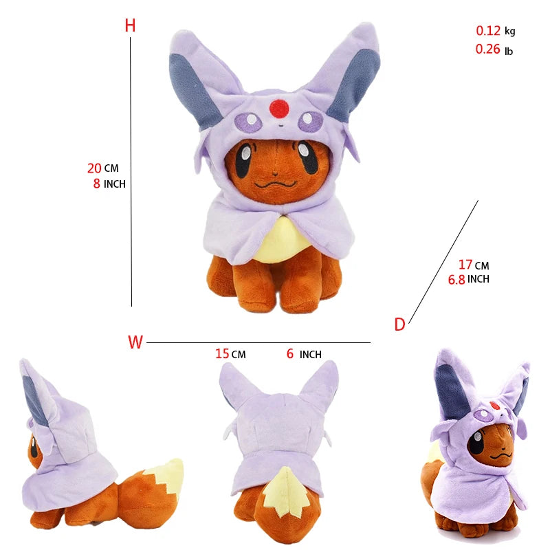 Pokémon Eevee Evolution Plush Toys - Umbreon, Espeon, Jolteon, Flareon, Glaceon, Vaporeon, Sylveon & Leafeon Stuffed Animals