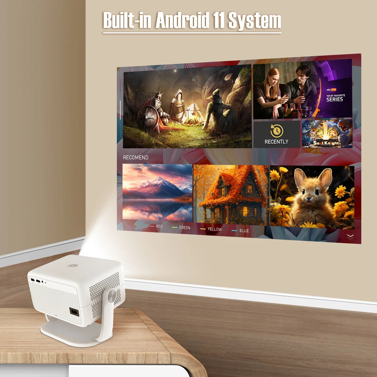 Magcubic Native 1080P 650ANSI 4K L018 Projector - 360° Auto Keystone Focus, Wifi6, BT5.2, Air Mouse, Portable Outdoor