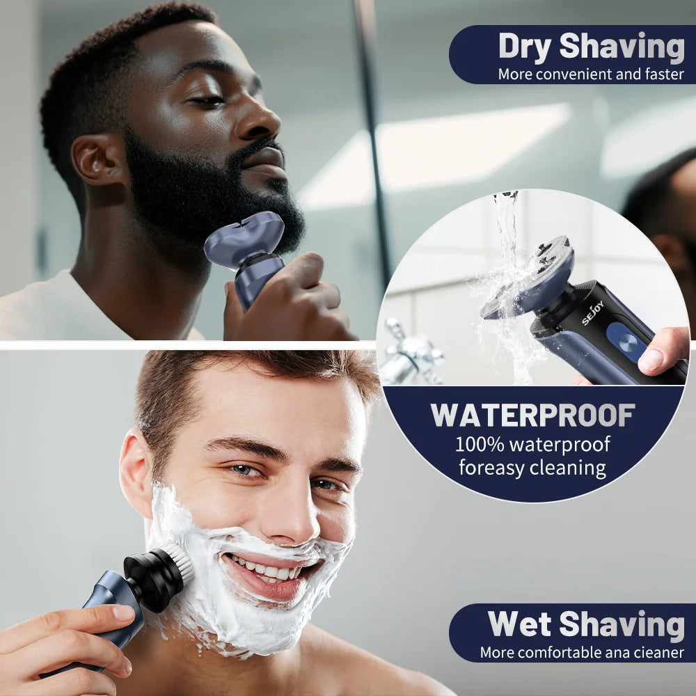 Sejoy Electric Razor for Men – 3-Blade Foil Shaver with 7500 RPM High-Speed Motor & Digital Power Display