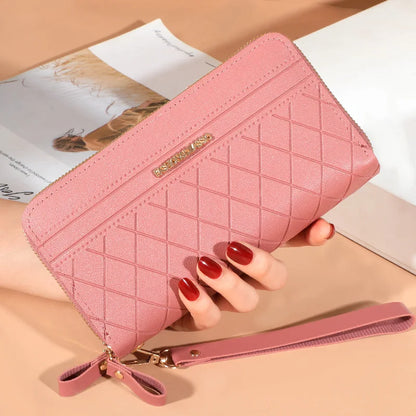 Long Women’s PU Leather Wallet – Double Zipper Tassel Clutch with Coin Purse & Card Holder