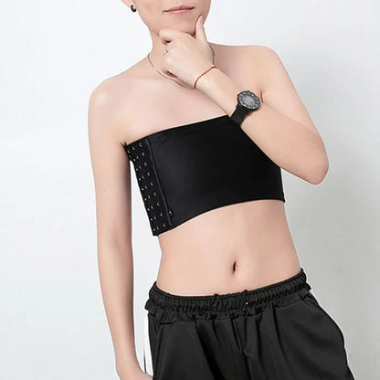 Women’s Chest Binder Crop Top – Flat Breast Binder Bra, Tomboy Body Shaper with Buckle