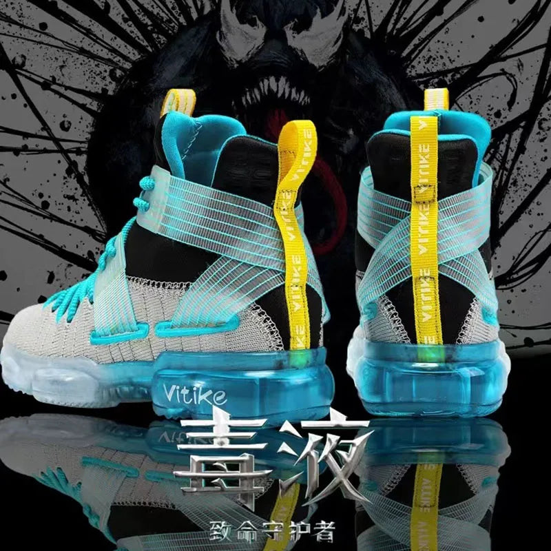 Kids High-Top Basketball Shoes - Durable Lace-Up Non-Slip Sports Sneakers for Running & Play