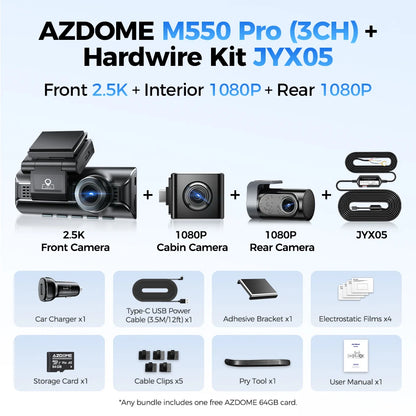AZDOME M550 Pro 4K Dash Cam - WiFi GPS Car DVR with Night Vision G-Sensor Parking Monitor