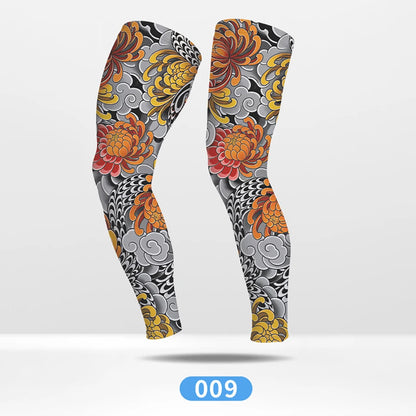 KoKossi Tattoo Print Leg Sleeves - Ice Silk Breathable Non-Slip Compression Sleeves