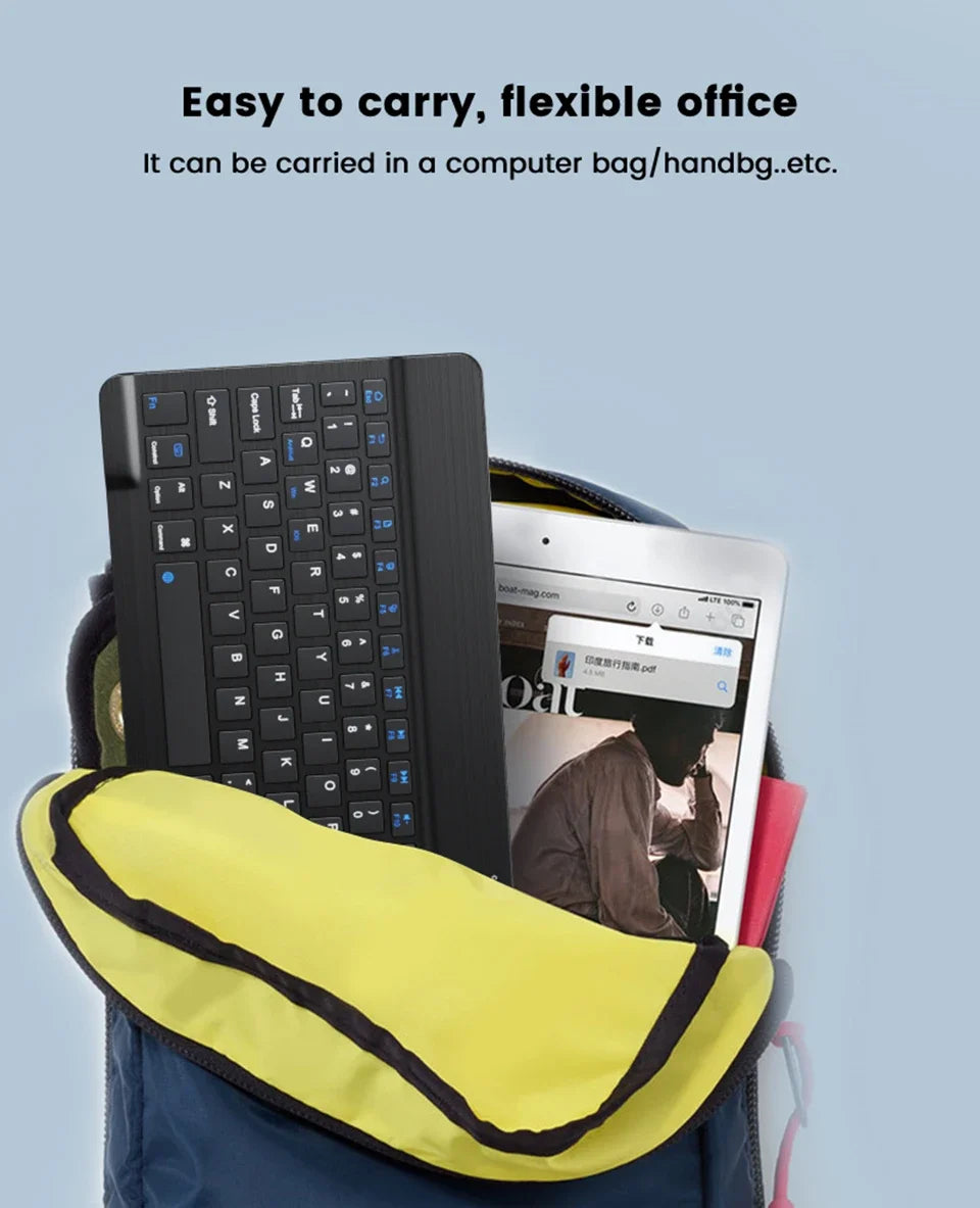 10" Bluetooth Wireless Rechargeable Keyboard – Russian, Spanish, French AZERT Layout for Android, iOS & Windows Tablets & Phones