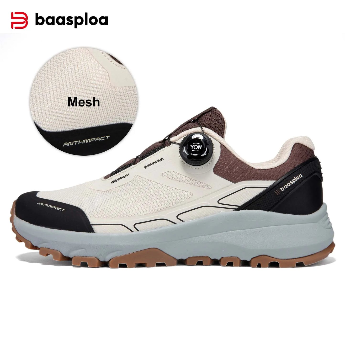 Baasploa Men’s Hiking Shoes – Breathable Outdoor Climbing & Walking Sneakers, Non-Slip & Durable