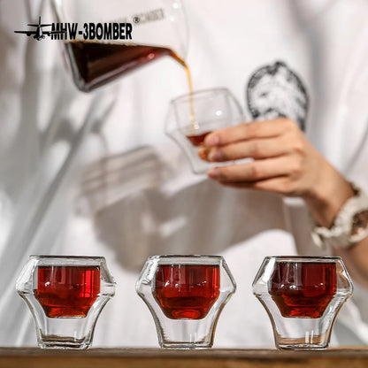 MHW-3BOMBER Double Wall Glass Espresso Cups – Anti-Scald Reusable Tea & Coffee Mugs for Home or Barista Use