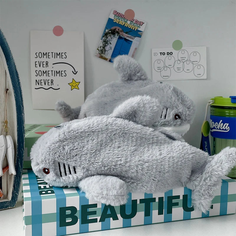 Large Capacity Plush Shark Pencil Case – Cute Ocean-Themed Pen Pouch, Portable Cosmetic & Storage Bag