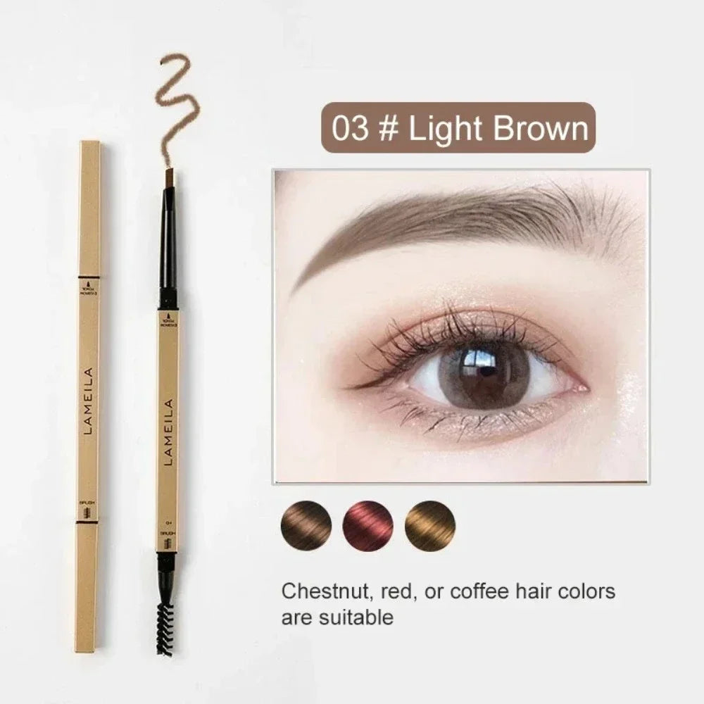 5-Color Dual-Head Eyebrow Pencil with Brush – Waterproof, Sweatproof Eyebrow Gel & Tattoo Pencil for Long-Lasting Natural Makeup
