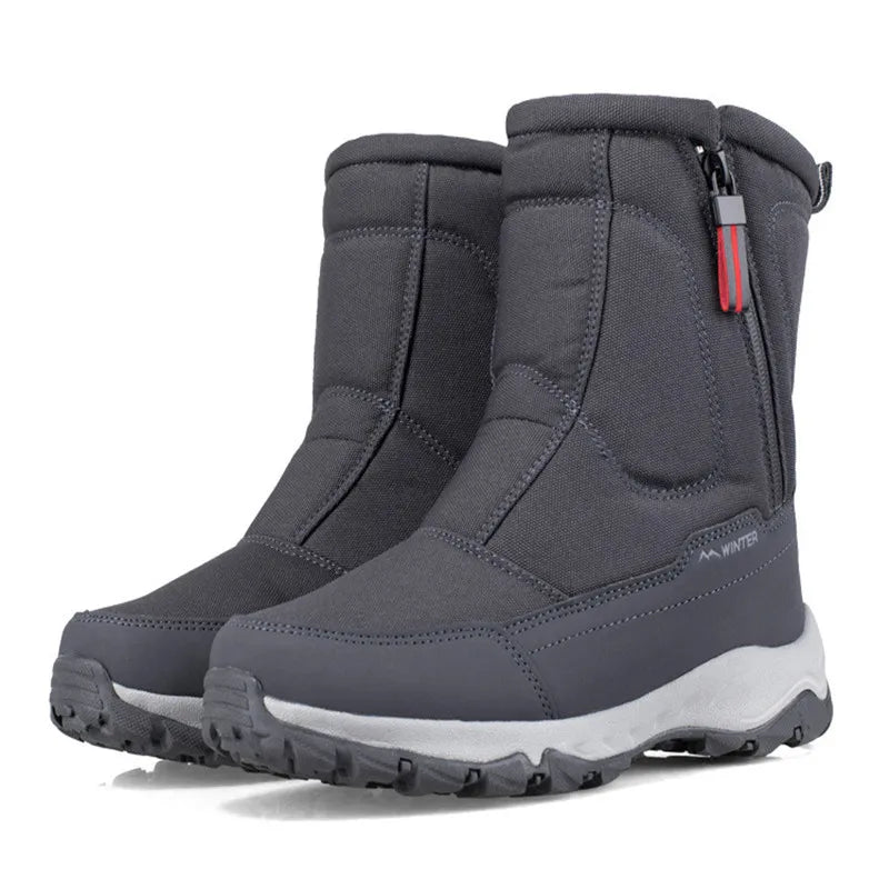 Large Winter Men’s Boots – Warm Plush Ankle High-Top Snow Boots, Sweat-Wicking Outdoor Sneakers