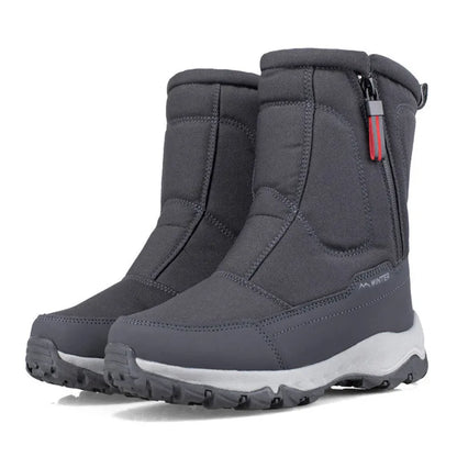 Large Winter Men’s Boots – Warm Plush Ankle High-Top Snow Boots, Sweat-Wicking Outdoor Sneakers