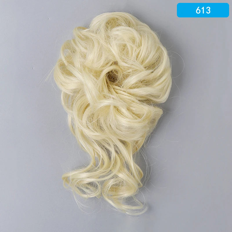 AZQUEEN Messy Bun Hair Extension – Synthetic Curly Wave Chignon Scrunchie, Elastic Band Updo Hairpiece for Women