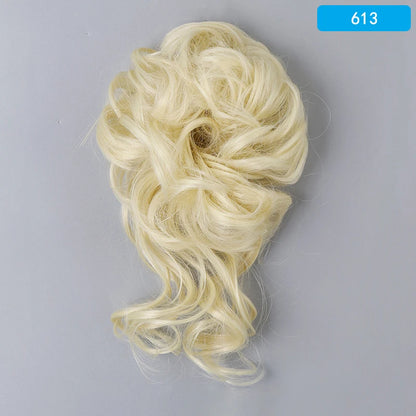 AZQUEEN Messy Bun Hair Extension – Synthetic Curly Wave Chignon Scrunchie, Elastic Band Updo Hairpiece for Women