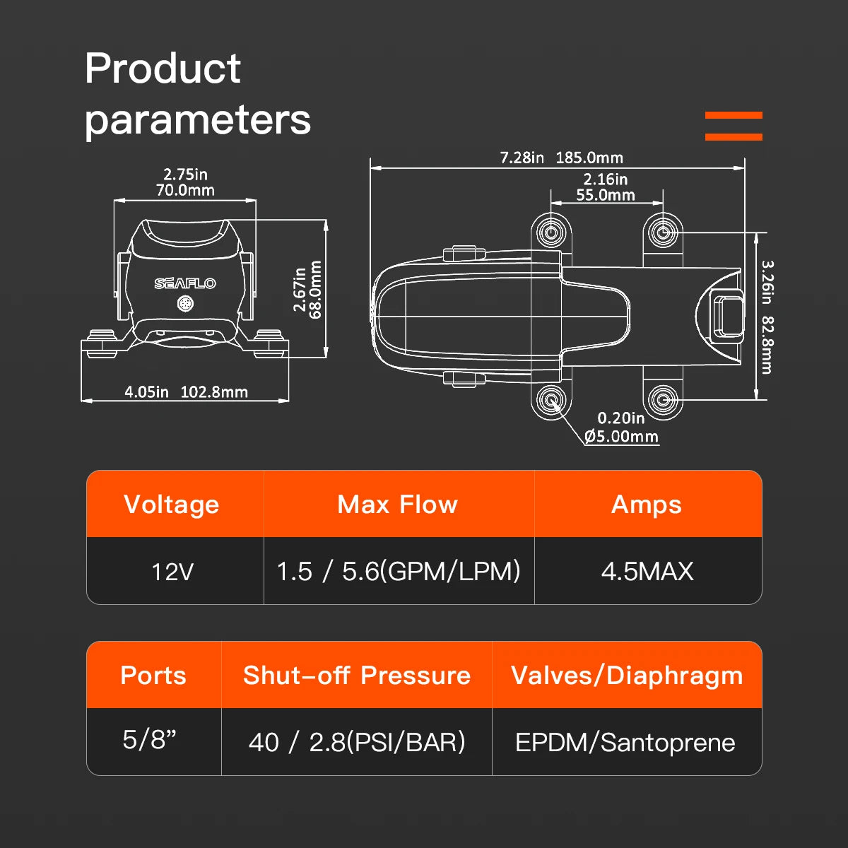 SEAFLO 12V 23A 40 PSI Automatic Marine Water Pump – Self-Priming Electric Diaphragm Pump for Boat, RV & Caravan High Pressure